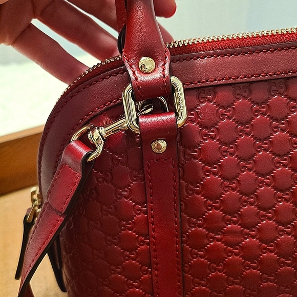 Gucci mini satchel *Red *Leather *GG Embossed - Picture 7 of 14